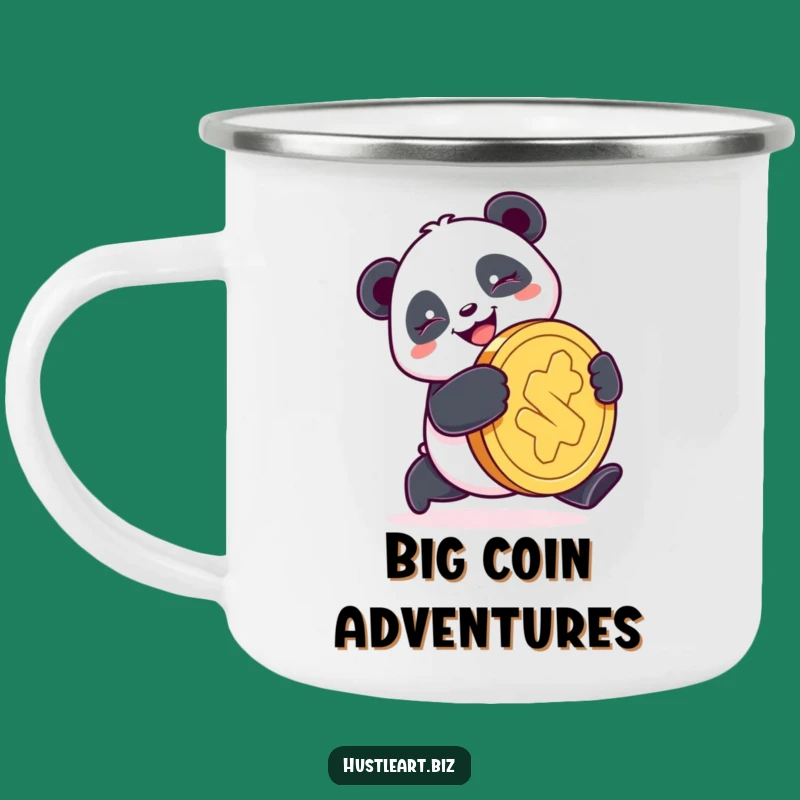 Funny Panda Coin Camping Mug: Durable & Lucky Art, Perfect Funny Gift Outdoors