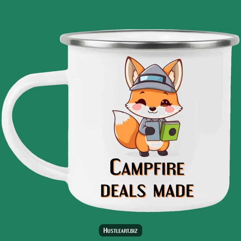 Funny Fox Business Hat Camping Mug: Durable & Witty Art, Perfect Funny Gift Outdoors