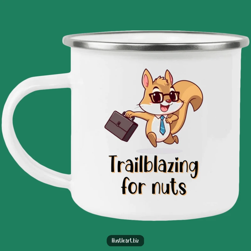 Funny Squirrel Briefcase Camping Mug: Durable & Motivating Art, Perfect Funny Gift Outdoors