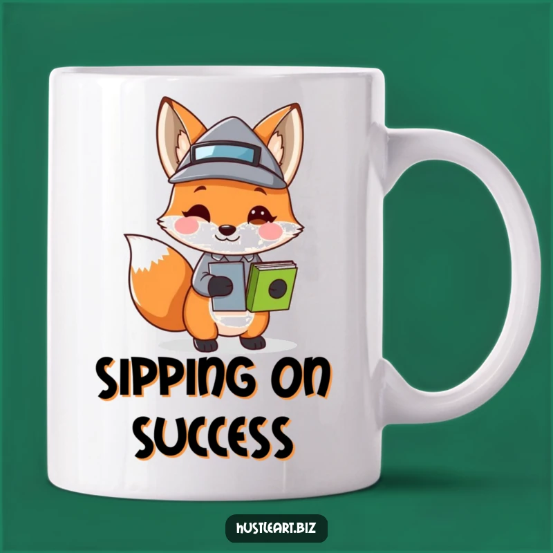 Funny Fox Business Hat Mug: Clever Animal Art, Perfect Funny Gift for Office Humor