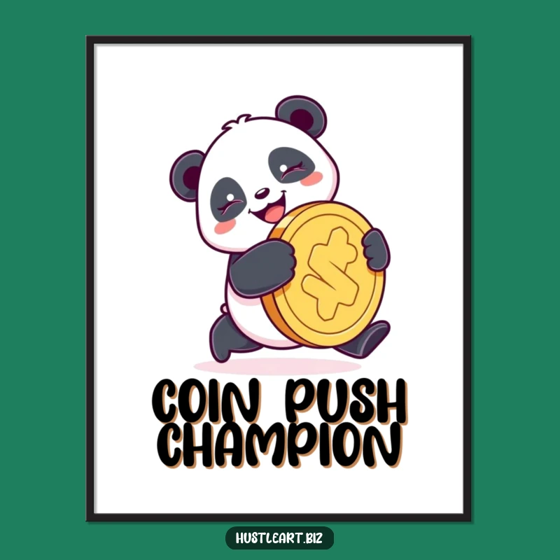 Funny Panda Coin Digital Art: Instant Lucky Art Download, Perfect Funny Gift