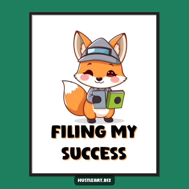 Funny Fox Business Hat Digital Art: Instant Witty Art Download, Perfect Funny Gift