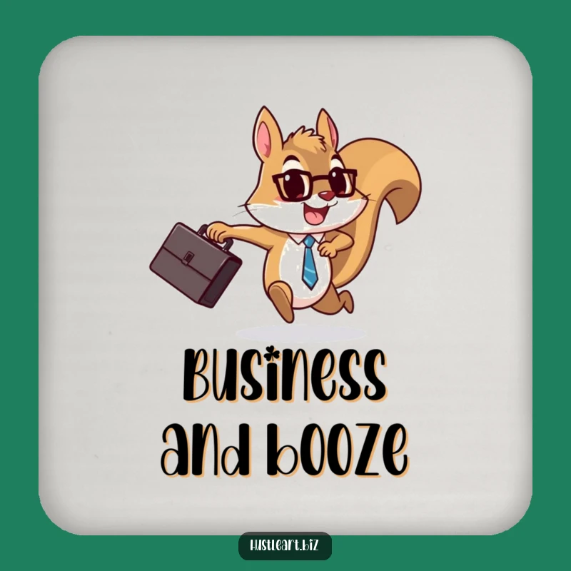 Funny Squirrel Briefcase Coaster: Protect Surfaces with Humor, Perfect Funny Gift