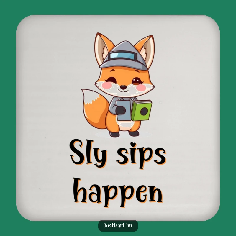 Funny Fox Business Hat Coaster: Protect Surfaces with Wit, Perfect Funny Gift