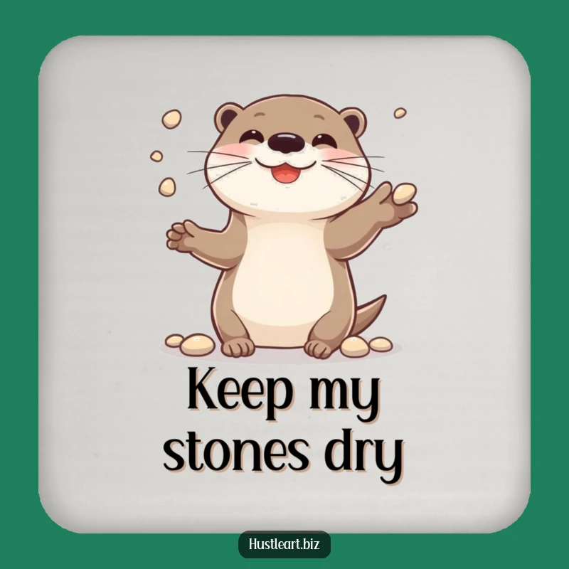 Funny Otter Pebble Coaster: Protect Your Table with Cheerful Charm!