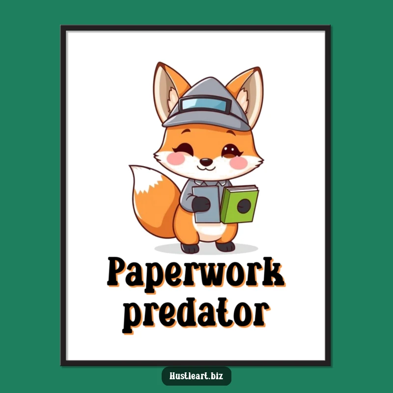 Funny Fox Business Hat Poster: Witty Art, Perfect Funny Gift for Offices