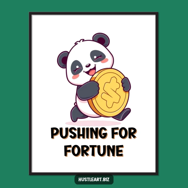 Funny Panda Coin Poster: Lucky Art, Perfect Funny Gift for Homes