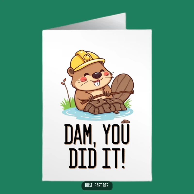Free Printable Congrats Card: Beaver's Dam Success, Downloadable Achievement Gift!