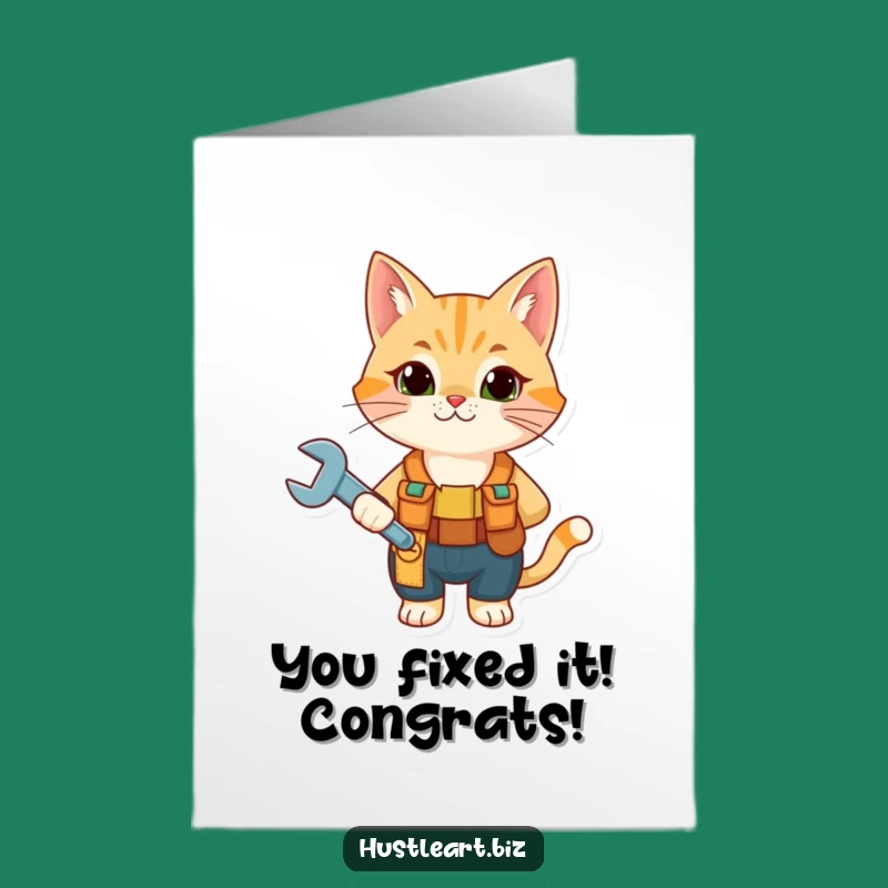 Free Printable Congrats Card: Funny Cat Tool Man DIY Gift